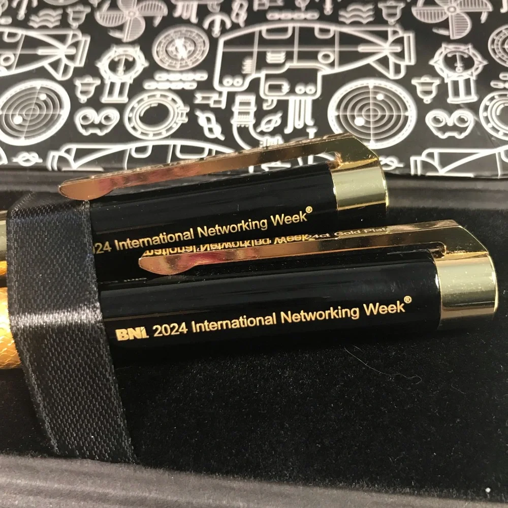 Submarine Lyra Pens 24KTGold Plated and Black 880 Ball Point Pen Set